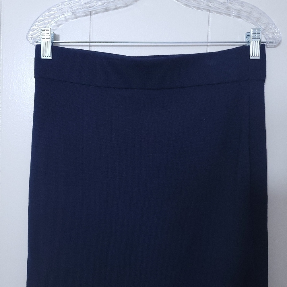 Ann Taylor LOFT Navy Blue Ruffle Pencil Skirt Midi Stretch Size M NWT - Picture 5 of 8